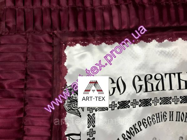 Покрывало ритуальное - П54 "Саван" - атлас/шелк, ч/б печать