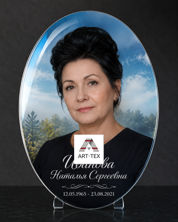 Фотопортрет під склом на пам'ятник 200х300 мм, товщина 6 мм одношарове